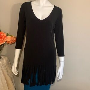 Eva Varro black fringe top Small